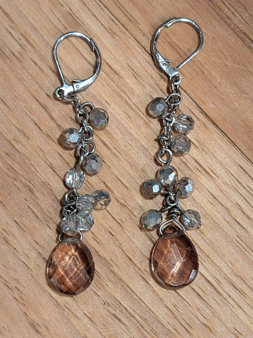 Delicate Champagne Pink Teardrop Dangle Earrings